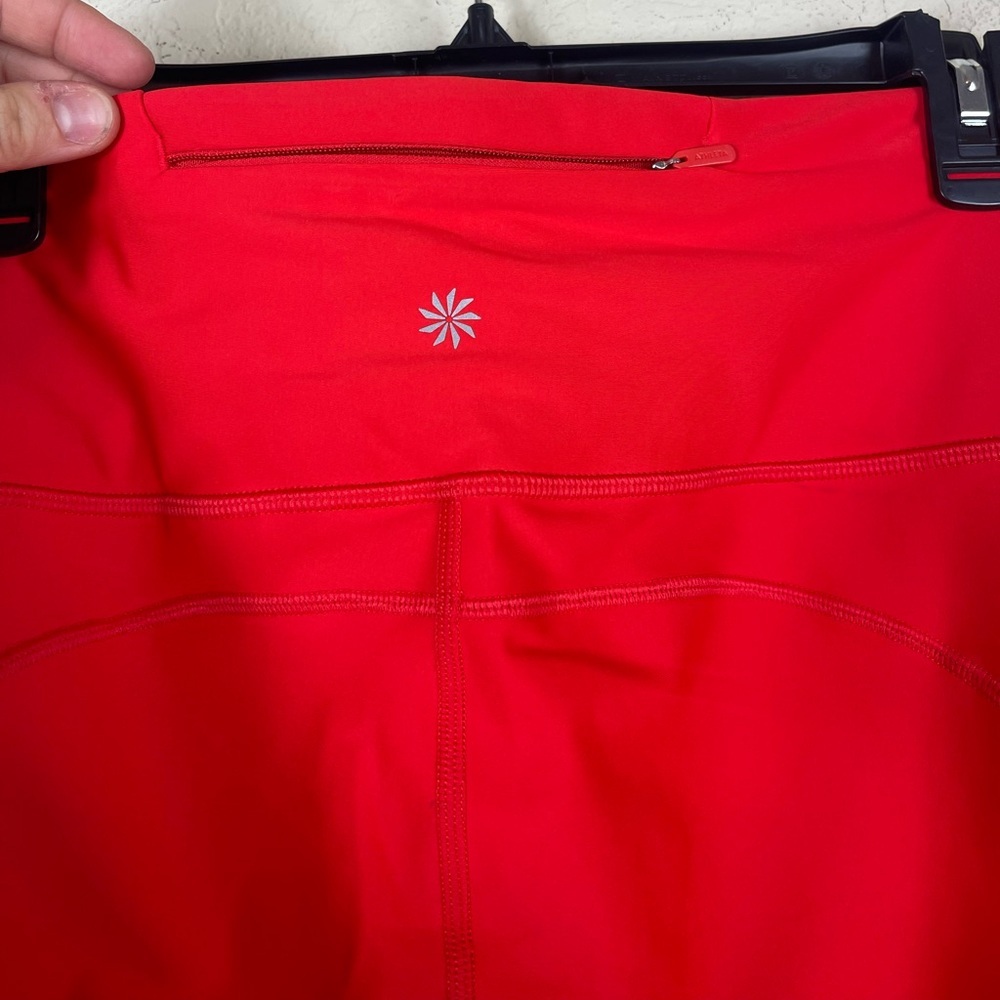 Athleta Pacesetter 7/8 Tipped Tights Leggings Red White Stripe Size Large - Picture 7 of 7